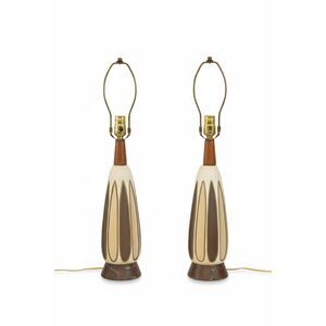 Pair of MCM Ceramic Atomic Boomerang Mid-Century Modern 60s 1960s Working Lamps